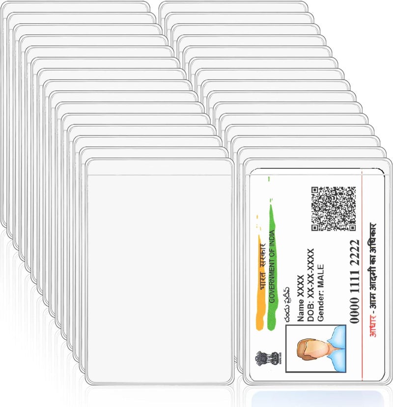 Fairus Card Protector, 100 Plastic Card Holder for Aadhar Card, Credit Card, Business Card, Pan Card, Driving License Waterproof Cards Plastic Protector - Image 1