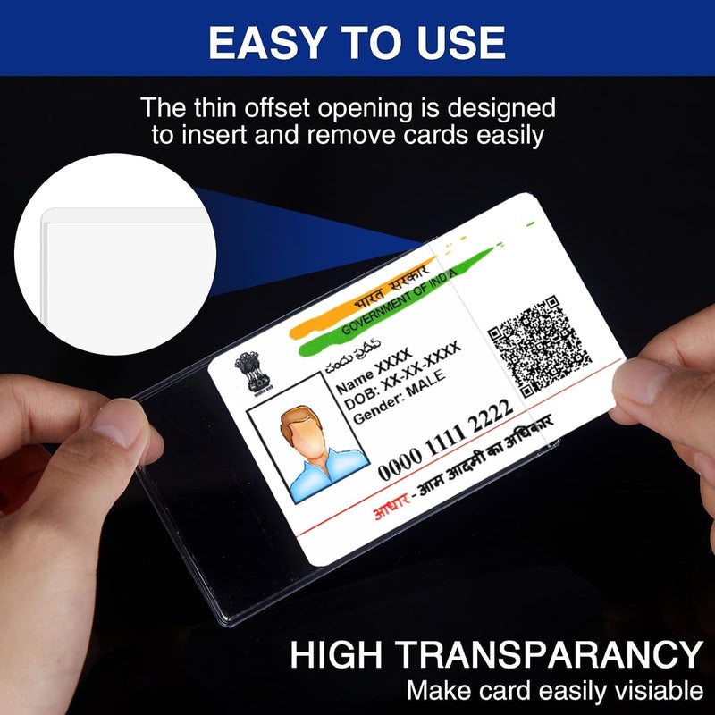 Fairus Card Protector, 100 Plastic Card Holder for Aadhar Card, Credit Card, Business Card, Pan Card, Driving License Waterproof Cards Plastic Protector - Image 3