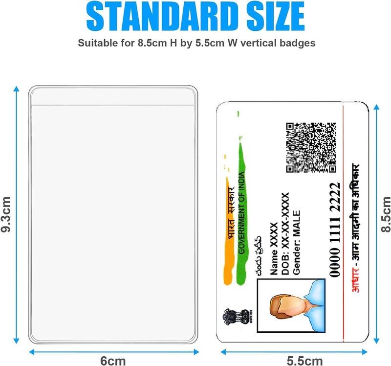 Fairus Card Protector, 100 Plastic Card Holder for Aadhar Card, Credit Card, Business Card, Pan Card, Driving License Waterproof Cards Plastic Protector - Image 2