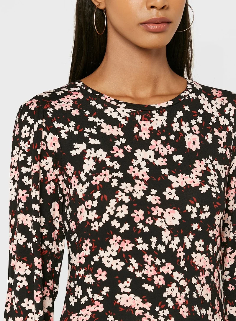 DOROTHY PERKINS Round Neck Floral Print Top