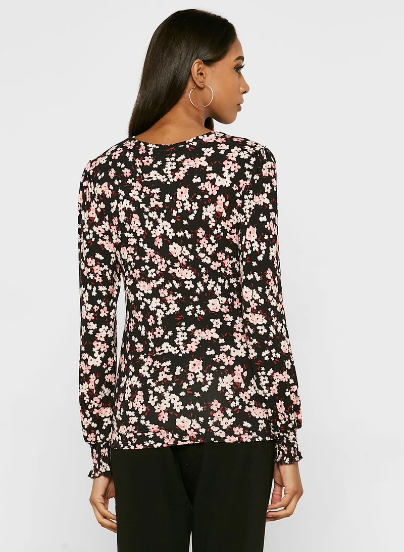 DOROTHY PERKINS Round Neck Floral Print Top