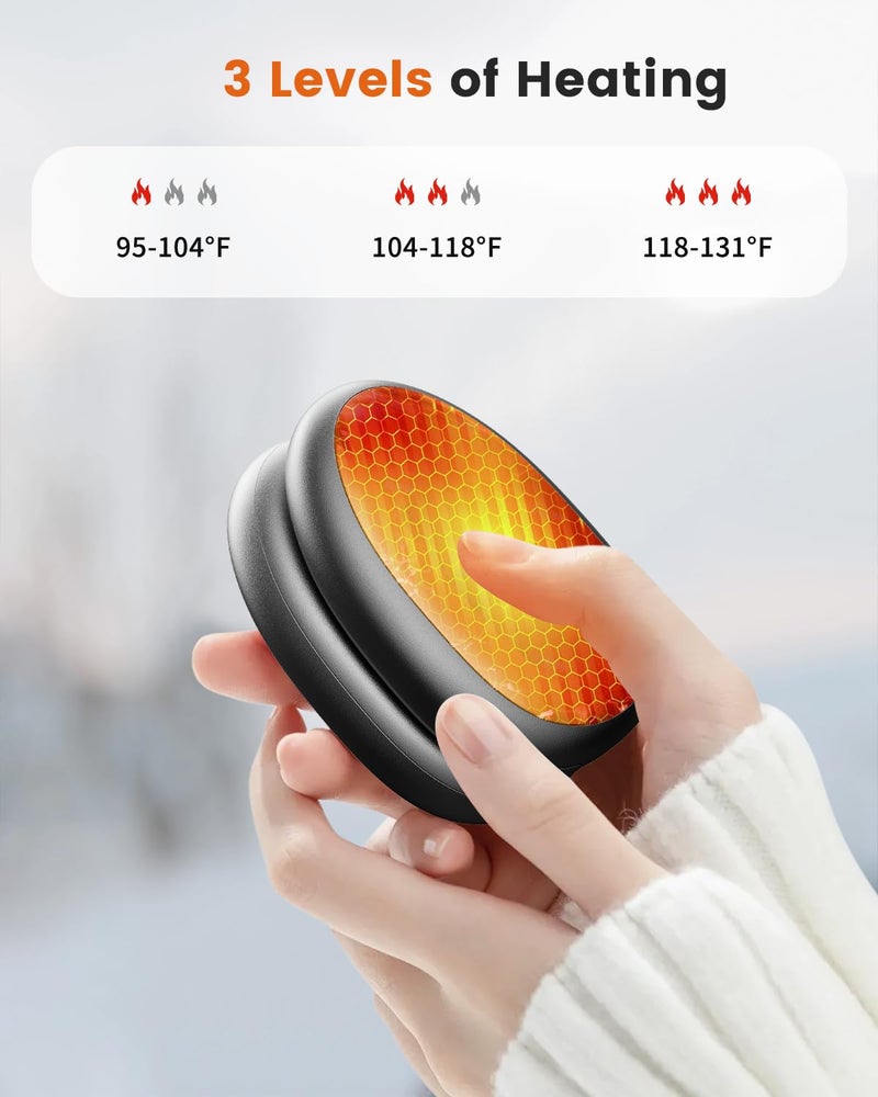coldSky Hand Warmers Rechargeable 2 Pack, AI Temperature Control Electric Handwarmers, Stone Shape Portable Pocket Heater, Great Gift for Christmas Hunting, Golf, Camping Black - Image 2
