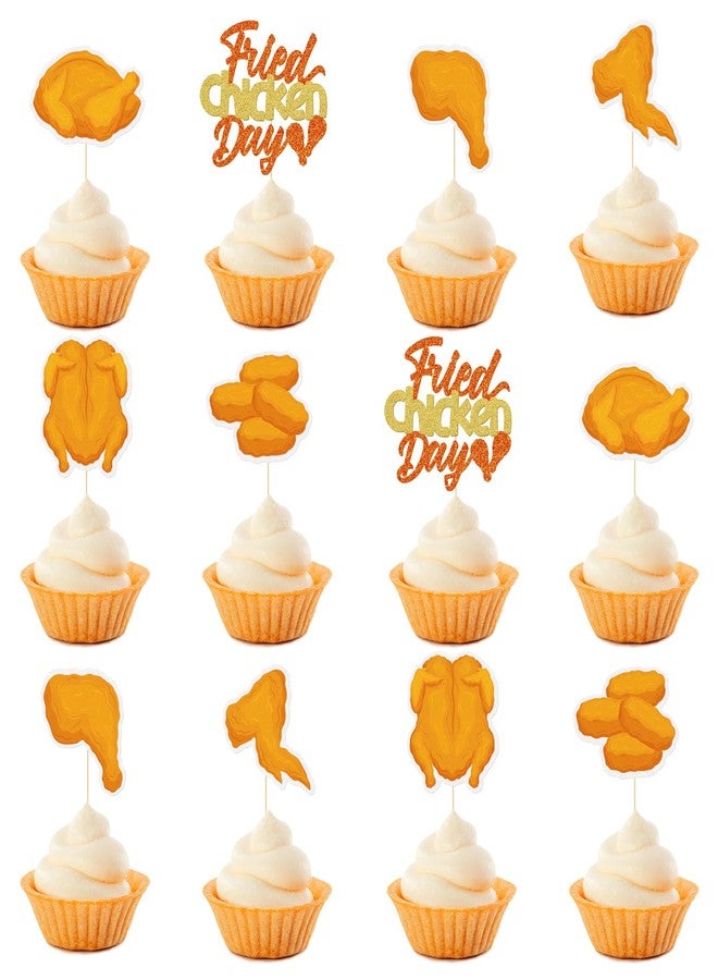 FOZEE Fried Chicken Day Cupcake Toppers, National Fried Chicken Day Party Decorations, 24Pcs - Image 1