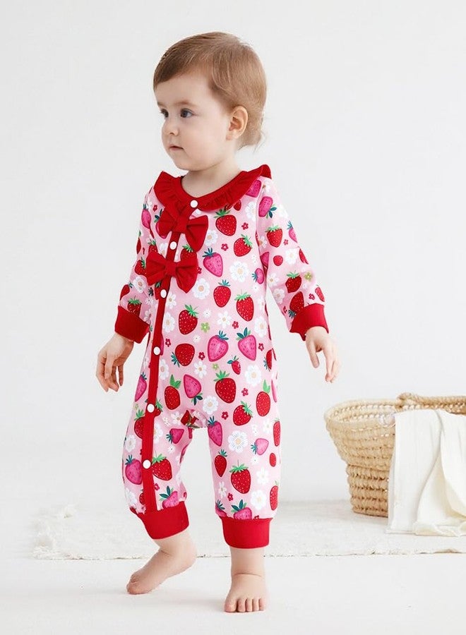 Mikrdoo Preemie Baby Girl Clothes Knit Jumpsuit Ruffle Romper Long Sleeve Bodysuit Coming Home Fall Winter Outfit with Headband Red - Image 3