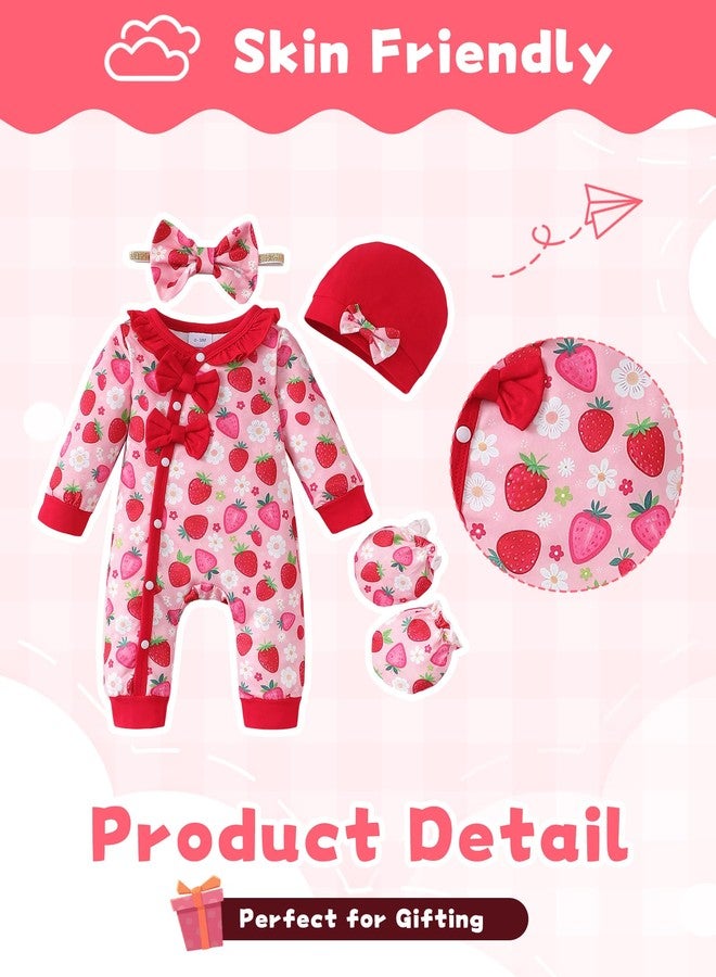 Mikrdoo Preemie Baby Girl Clothes Knit Jumpsuit Ruffle Romper Long Sleeve Bodysuit Coming Home Fall Winter Outfit with Headband Red - Image 4