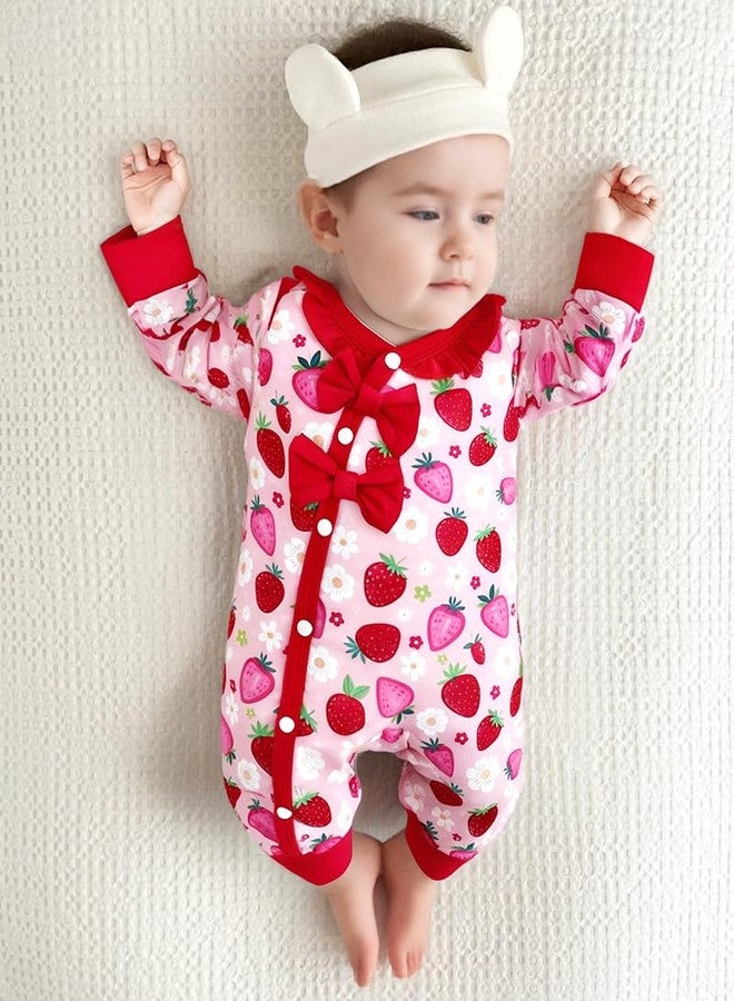Mikrdoo Preemie Baby Girl Clothes Knit Jumpsuit Ruffle Romper Long Sleeve Bodysuit Coming Home Fall Winter Outfit with Headband Red - Image 2