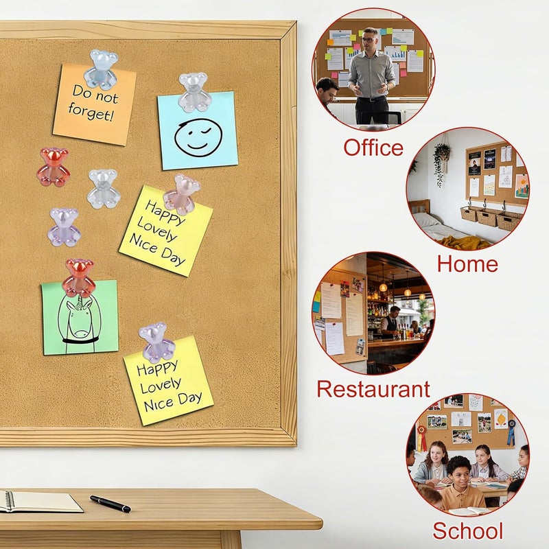 INCOK Cute Bear Push Pins - 30 Pcs Decorative Push Pins for Bulletin Board, Thumb Tacks with Box for Cork Board Home Office School Hanging Posters Maps Photo Feature Wall - Image 3