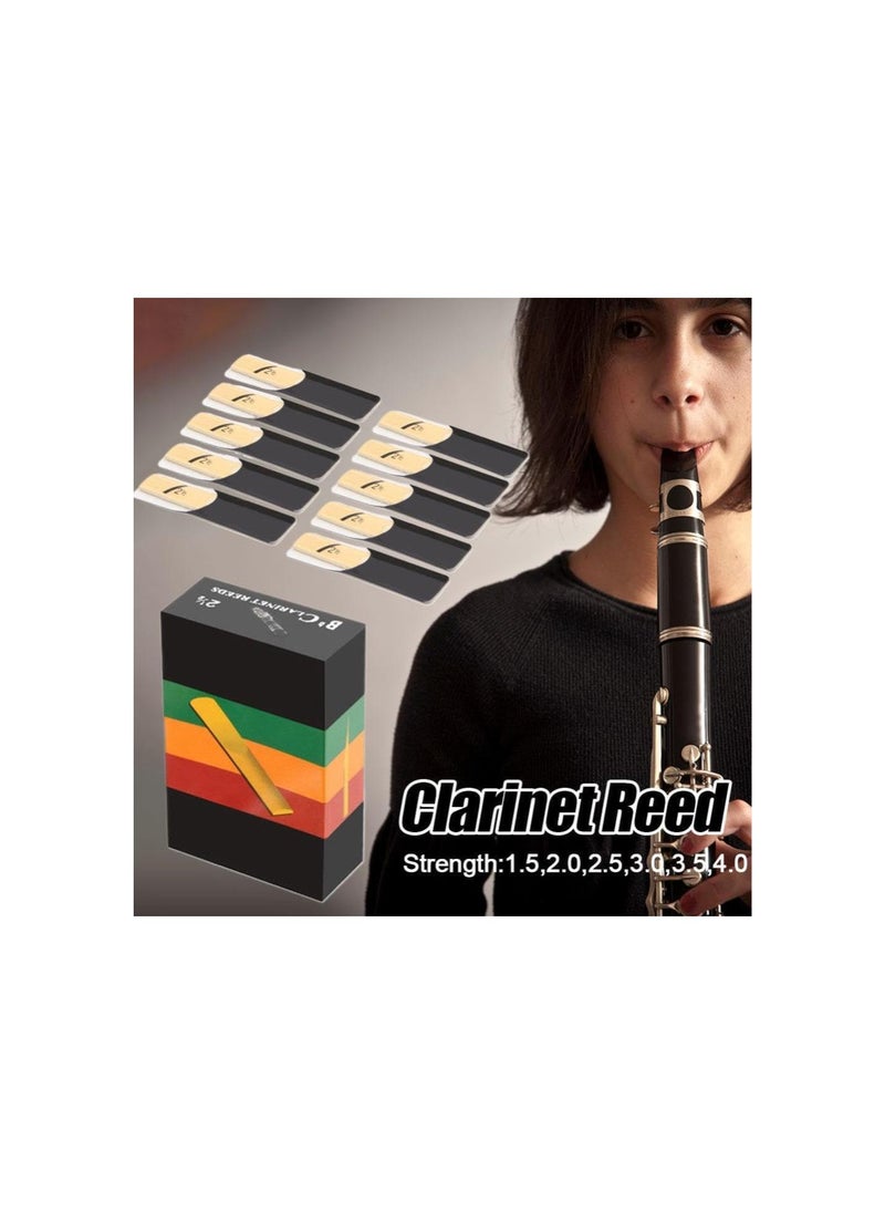 10 Pcs Clarinet Reeds Strength 1.5 2.0 2.5 3.0 3.5 Reeds,Traditional Reeds Sax Soprano for Clarinet Beginner and Player,Thinner Reed Tip Advanced Cutting Technology
