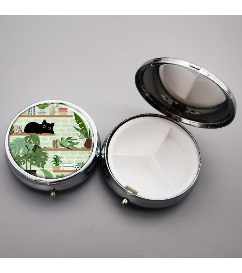 1pc Silvery Metal Pill Box 3 Compartment Decorative Medicine Case Portable For Pocket Or Purse Vitamin Organizer Unique Gift - Image 5