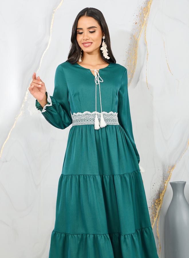 ستايلي فستان زمردي متعدد الطبقات - Image 2