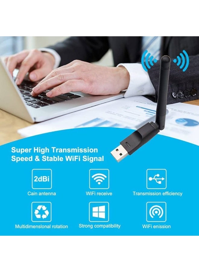محول واي فاي لاسلكي 802.11N USB 2.0 بسرعة 150 ميجابت في الثانية أسود - Image 1