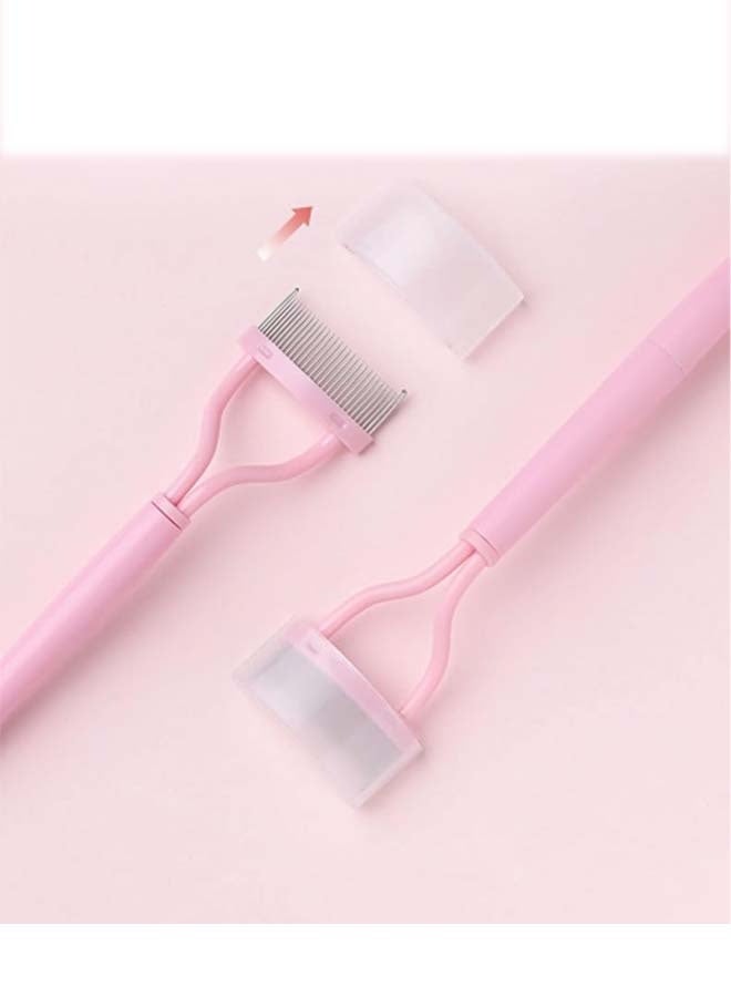 3 PCS Stainless Steel Eyelash Comb, Pink Long Handle Arc Eyelash Separator, Mascara Definer Applicator with Cover - Image 3