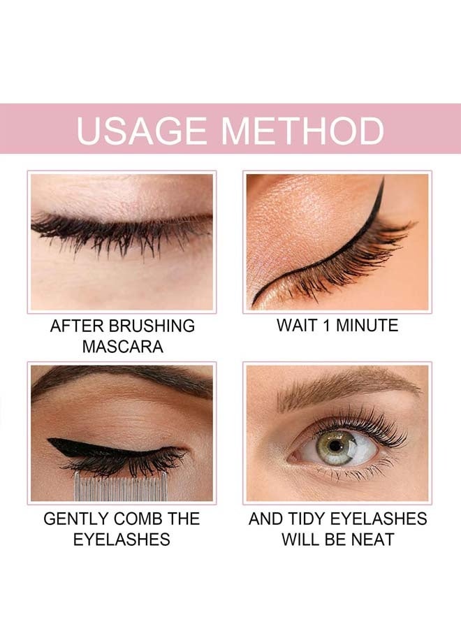 3 PCS Stainless Steel Eyelash Comb, Pink Long Handle Arc Eyelash Separator, Mascara Definer Applicator with Cover - Image 4