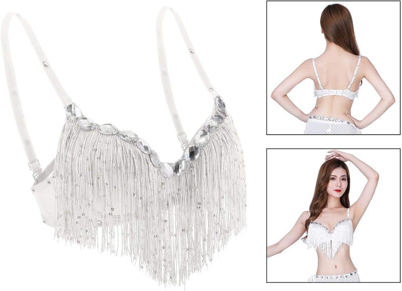 klarako صدرية رقص البطن اللاتينية للنساء مزينة بالخرز والشرابات - Image 3