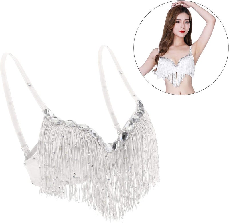 klarako صدرية رقص البطن اللاتينية للنساء مزينة بالخرز والشرابات - Image 5