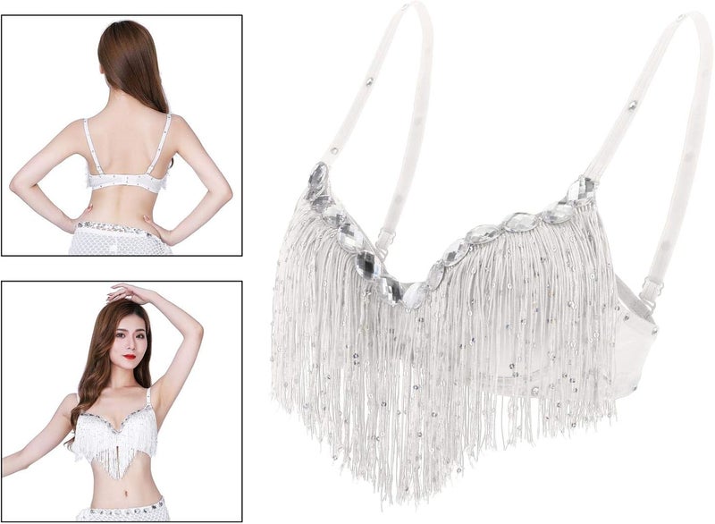 klarako صدرية رقص البطن اللاتينية للنساء مزينة بالخرز والشرابات - Image 4