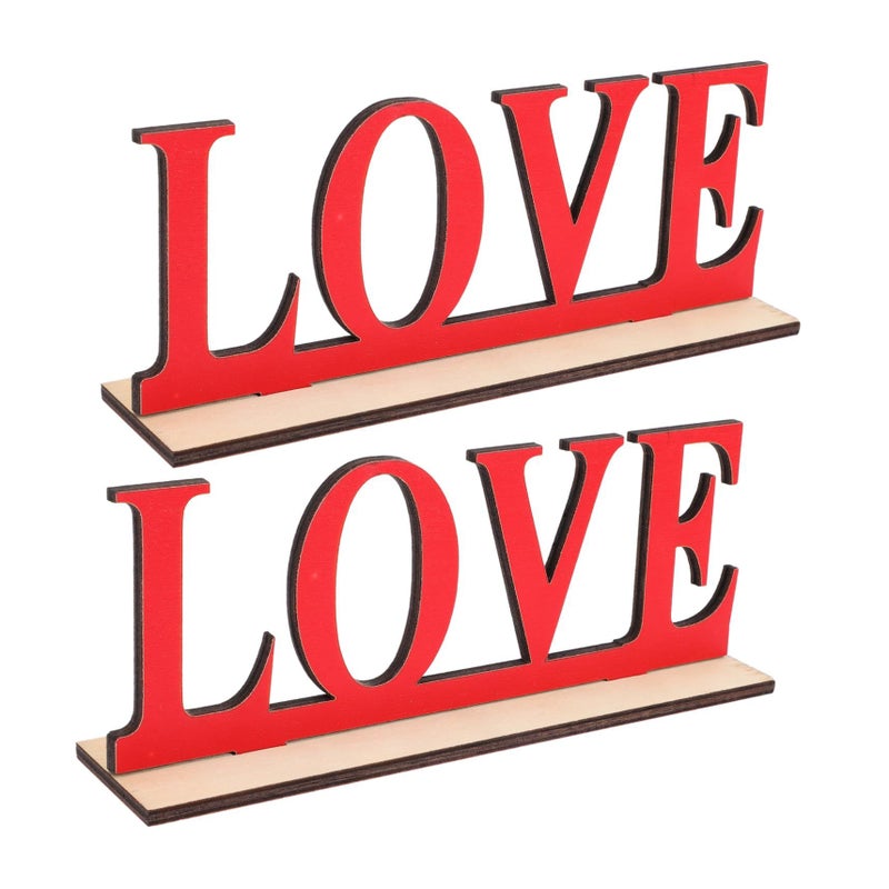 Romantic Love Sign Tabletop Decor for Wedding Valentine Day Shelf Cabinet Red - Image 2
