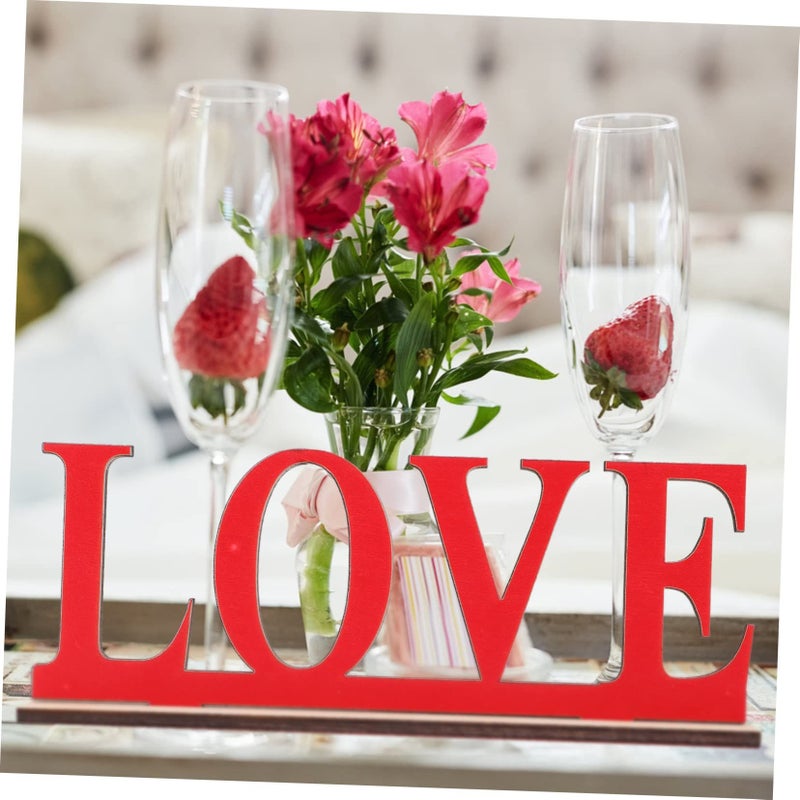 Romantic Love Sign Tabletop Decor for Wedding Valentine Day Shelf Cabinet Red - Image 5