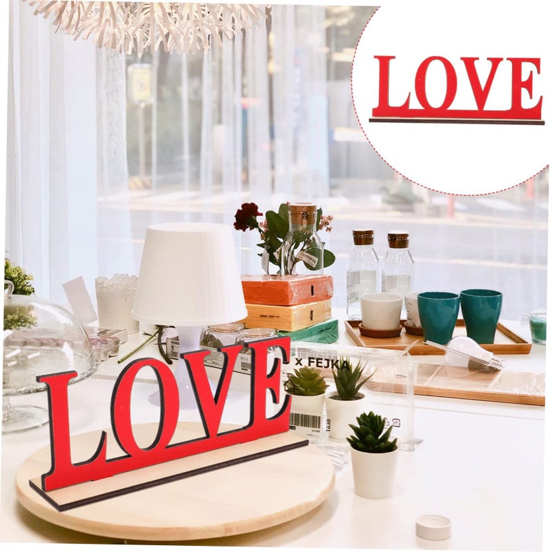 Romantic Love Sign Tabletop Decor for Wedding Valentine Day Shelf Cabinet Red - Image 4