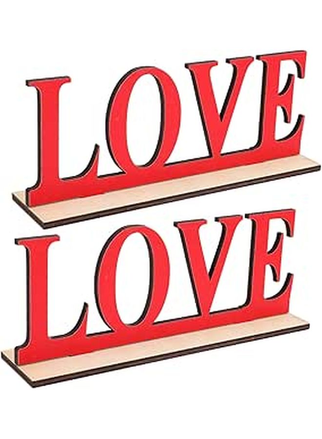 Romantic Love Sign Tabletop Decor for Wedding Valentine Day Shelf Cabinet Red - Image 1