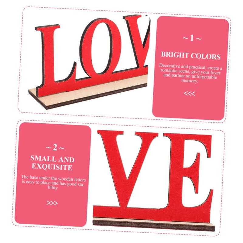 Romantic Love Sign Tabletop Decor for Wedding Valentine Day Shelf Cabinet Red - Image 3
