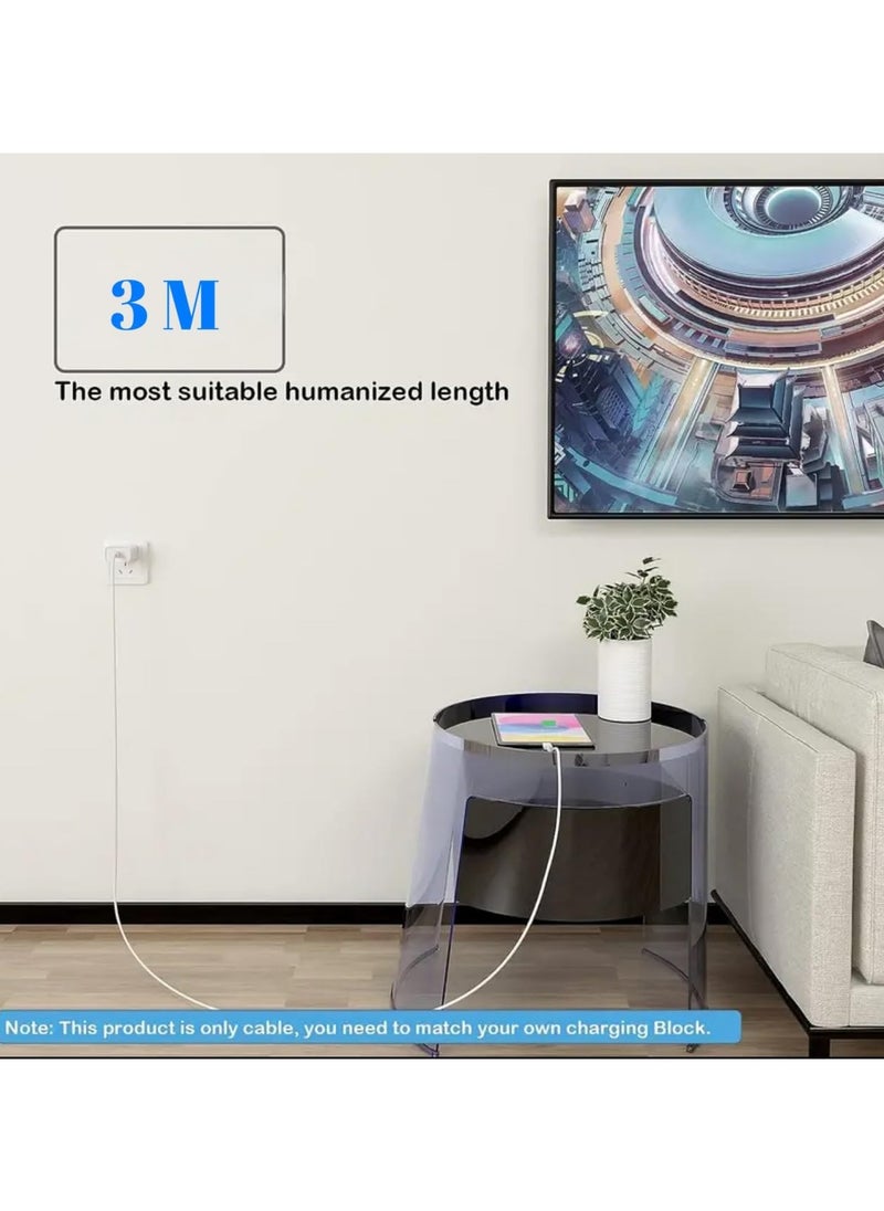 FARROBIZZ Type C to C charge cable,long 3 meters long 100W fast charge, cable for mobiles and tablets  - Image 3