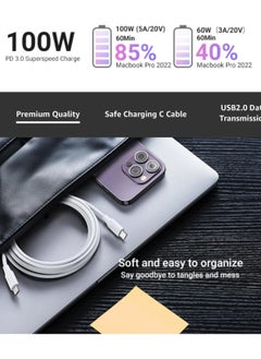 FARROBIZZ Type C to C charge cable,long 3 meters long 100W fast charge, cable for mobiles and tablets  - Image 5