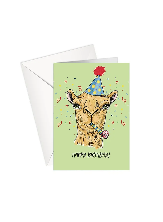 Share the Love Happy Birthday Camel Card – Green Party Theme