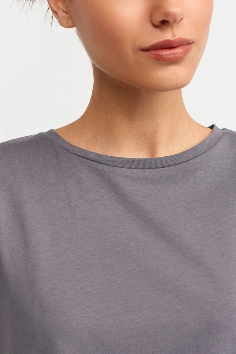 Dilvin Slate Grey DILVIN Women's Cotton Crew Neck T-Shirt for Women | Best Price UAE