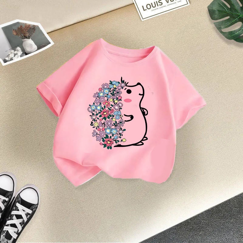 Children's Short-sleeved T-shirt Boys and Girls Summer Casual Top Western Style Cartoon Girl Base-layer Shirt Summer Wear Cross-border Children's Wear - Image 1