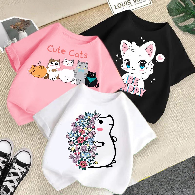 Children's Short-sleeved T-shirt Boys and Girls Summer Casual Top Western Style Cartoon Girl Base-layer Shirt Summer Wear Cross-border Children's Wear - Image 2