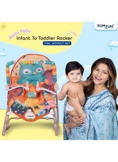 Bumtum BUMTUM Baby Rocker with Bouncer Swing, Multi-Position Reclining, with Calming Music, Vibrations, Safety Harness Musical Toy-Orange  - Image 2