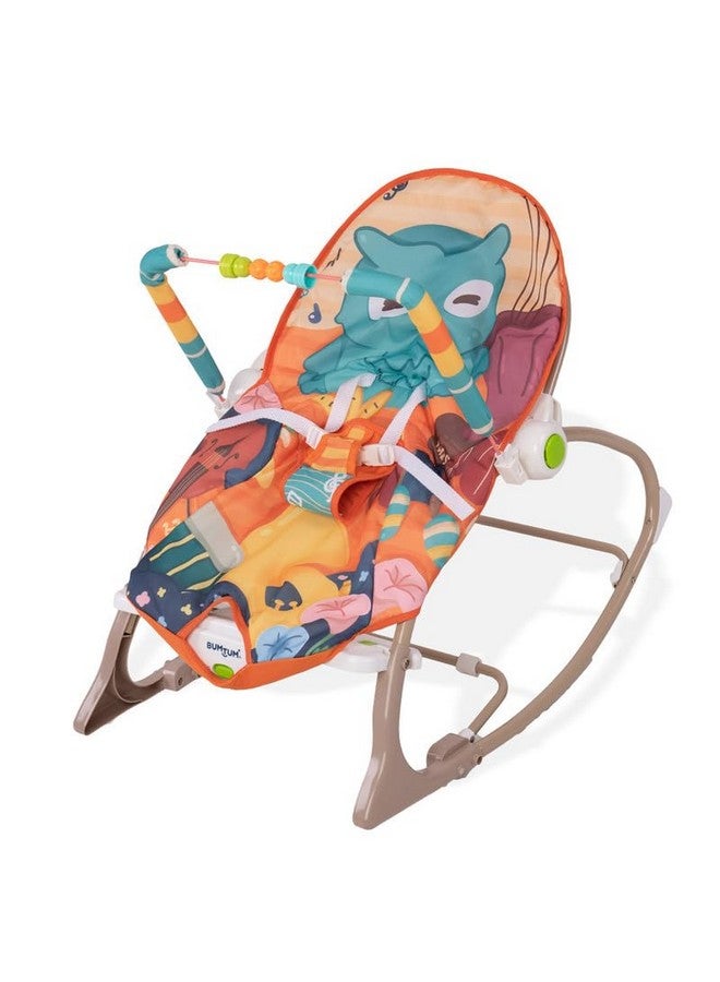 بومتوم كرسي هزاز للأطفال مع كرسي هزاز، متعدد الأوضاع، مع موسيقى مهدئة، اهتزازات، حزام أمان، لعبة موسيقية - برتقالي - Image 1