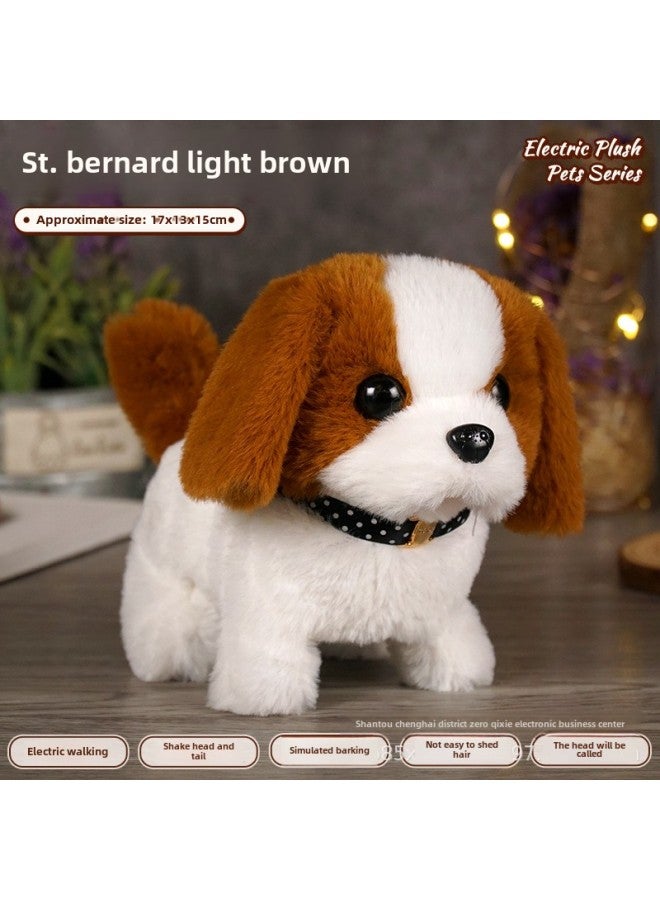 Electronic Pet Toy Dog Cat Interactive Intelligent Robot Pets Smart Puppy Kitten Playmate Automatic Feeder-Color:Saint Bernard (light Brown)-Specifications:opp Bag - Image 1