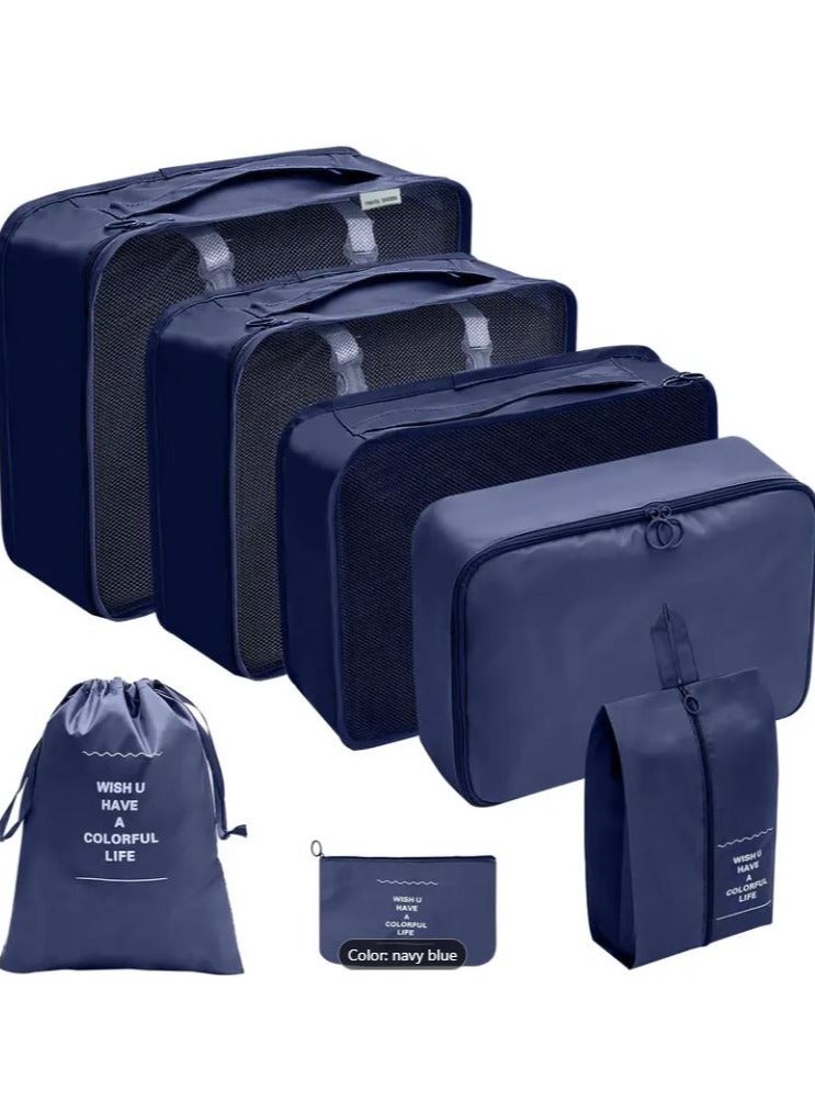 MORANO Pack Packing Morano Cubes Value Set for Travel Luggage Organiser Bag Compression Pouches Clothes Suitcase Packing Organizers Set with Toiletry Bag Dark Blue - Image 1