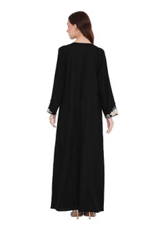 HANA & SARA LONG VISCOSE UNIQUE THRAED EMBROIDERY ON SOLID COLOUR KAFTAN ARABIC FARASHA JALABIYA DRESS  - Image 2