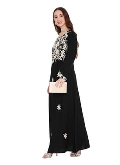HANA & SARA LONG VISCOSE UNIQUE THRAED EMBROIDERY ON SOLID COLOUR KAFTAN ARABIC FARASHA JALABIYA DRESS  - Image 5
