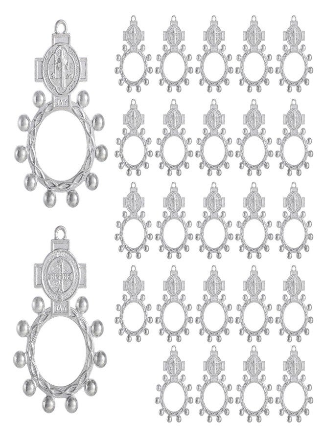 KOMI 24 PCS Bulk Catholic Finger Rosary Ring with St Benedict Medal Crucifix, Small Pocket Prayer Rosary Ring for Men Women, Para Recuerdos De Bautizo - Image 1