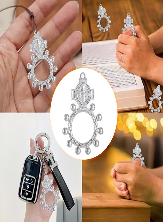 KOMI 24 PCS Bulk Catholic Finger Rosary Ring with St Benedict Medal Crucifix, Small Pocket Prayer Rosary Ring for Men Women, Para Recuerdos De Bautizo - Image 4