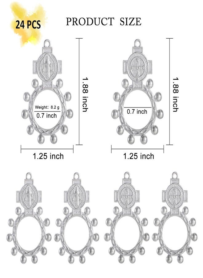 KOMI 24 PCS Bulk Catholic Finger Rosary Ring with St Benedict Medal Crucifix, Small Pocket Prayer Rosary Ring for Men Women, Para Recuerdos De Bautizo - Image 2