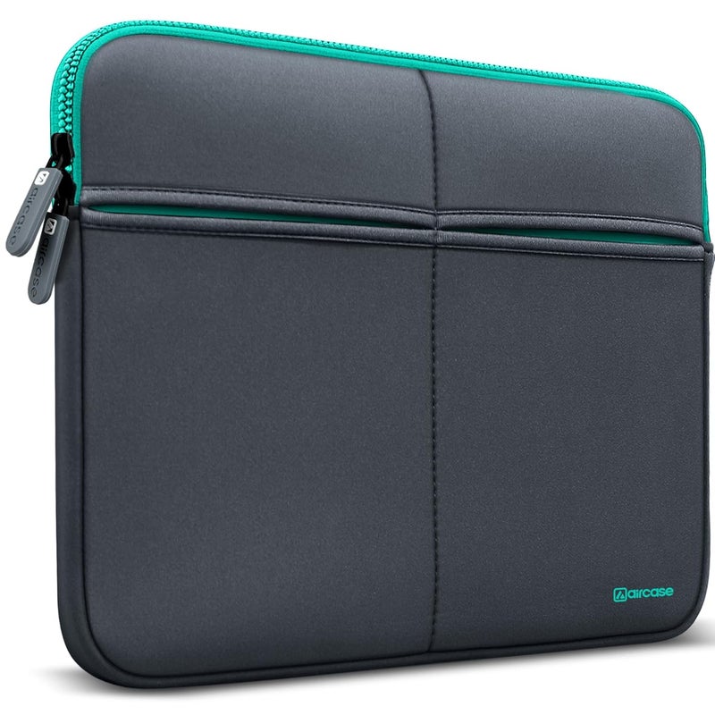 AirCase حقيبة لابتوب مميزة مع 6 جيوب تناسب لابتوب/ماك بوك حتى 15.6" ، خالية من التجاعيد ، مبطنة ، غلاف واقي من الماء من النيوبرين الخفيف ، للرجال والنساء ، رمادي - ضمان 6 أشهر - Image 1