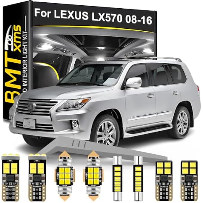 BMT xms طقم إضاءة داخلية LED بديل لسيارة لكزس Lx570 موديل 2008-2016، مصابيح بيضاء باردة 6000 كلفن - Image 1