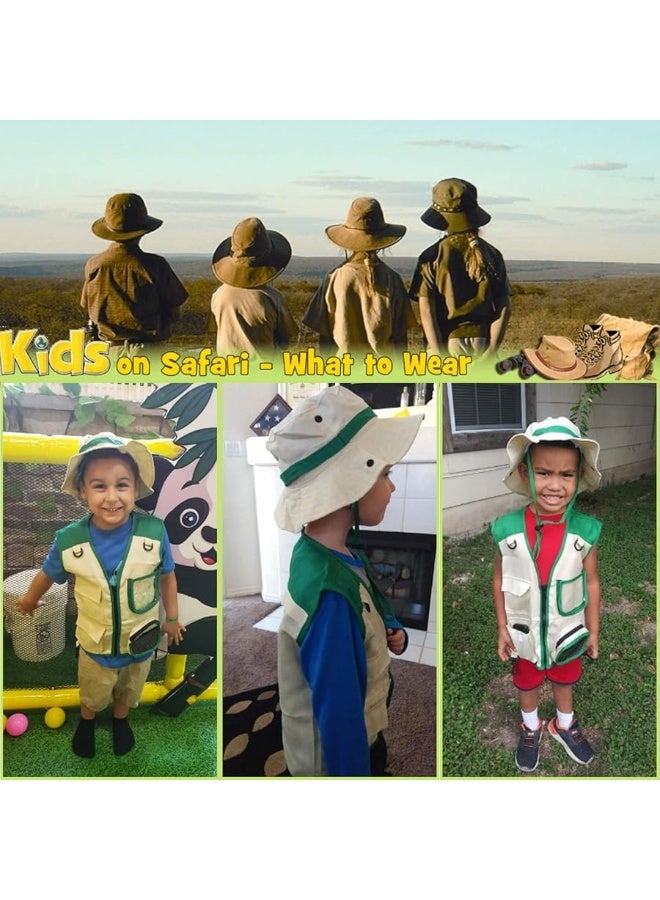 Ginmic Safari Costume Cargo Vest and Hat for Kids, Outdoor Explorer Kits and Role Play for Park Ranger, Paleontologist, Zookeeper, Jane Goodall Costume,Great Backyard Safari Gift for Adventure Boys and Girls - Image 1