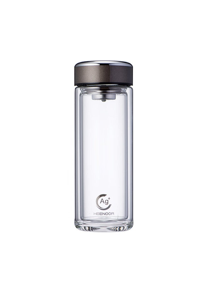 Heenoor Antibacterial Double-layer Insulated Glass Cup For Men, High-end Car Tea Mug Xn-1937 Medium Flash Silver Gray 350ml - Image 4