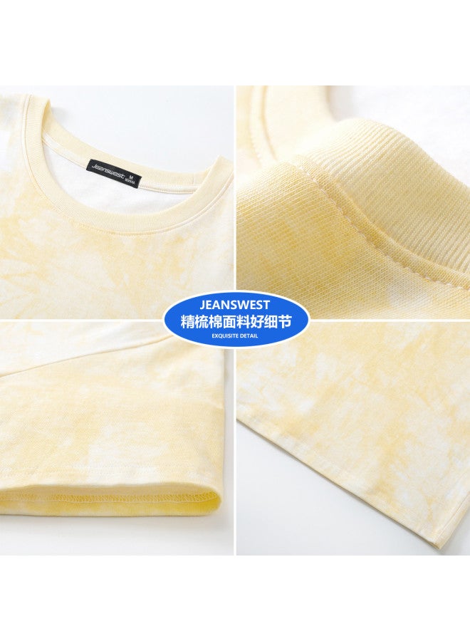 Jeanswest Women's Short Sleeve T-shirt Round Neck Tie-dye Pure Cotton Comfortable Half-sleeve Loose Casual Summer Short Tee Thin Breathable Top - Image 4