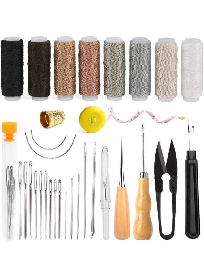 Leather Sewing Upholstery Repair Kit with Sewing Awl, Seam Ripper, Leather Hand Sewing Stitching Needles, Sewing Thread, Leather Craft Tool Kit for Beginners and Professionals Leather Craft DIY - Image 1