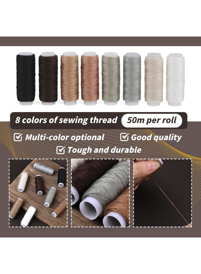 Leather Sewing Upholstery Repair Kit with Sewing Awl, Seam Ripper, Leather Hand Sewing Stitching Needles, Sewing Thread, Leather Craft Tool Kit for Beginners and Professionals Leather Craft DIY - Image 5