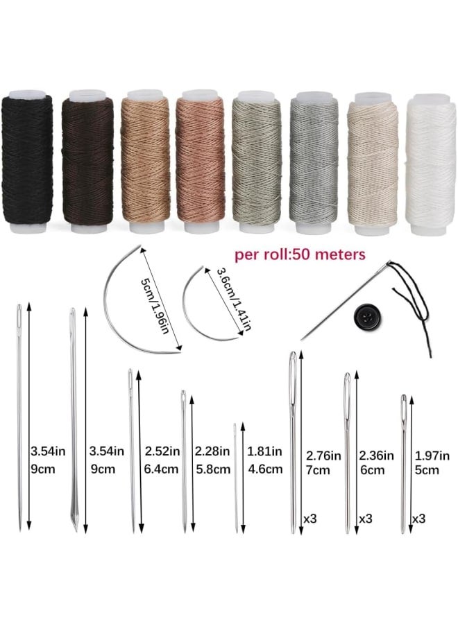 Leather Sewing Upholstery Repair Kit with Sewing Awl, Seam Ripper, Leather Hand Sewing Stitching Needles, Sewing Thread, Leather Craft Tool Kit for Beginners and Professionals Leather Craft DIY - Image 2