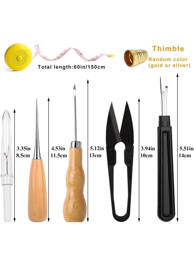 Leather Sewing Upholstery Repair Kit with Sewing Awl, Seam Ripper, Leather Hand Sewing Stitching Needles, Sewing Thread, Leather Craft Tool Kit for Beginners and Professionals Leather Craft DIY - Image 3