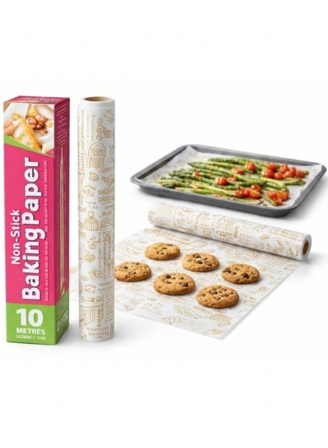 FALMER Non-Stick Baking Paper Roll 10m x 30cm – Heat Resistant Parchment Paper for Oven, Greaseproof & Oil-Free Cooking, Perfect for Cookies, Cakes & Pastries, Easy Release & Easy Cleanup - White - Image 1